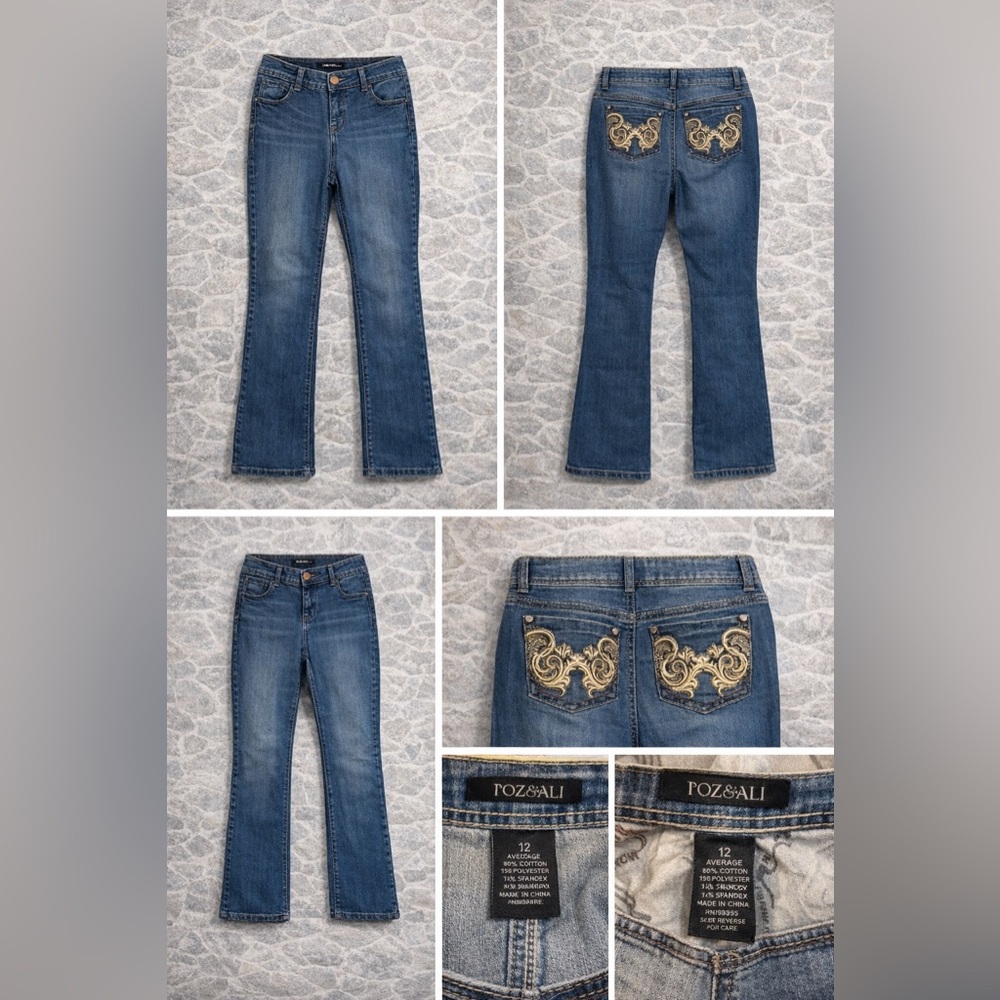 Roz & Ali Blue Boot Cut Jeans Classic Style